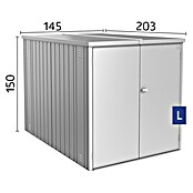 Biohort MiniGarage Fahrradgarage L (Quarzgrau Metallic, Außenbreite inkl. Dachüberstand: 145 cm, Außentiefe inkl. Dachüberstand: 203 cm) | BAUHAUS