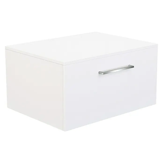 Camargue Espacio Unterschrank - 60 x 46 x 30 cm, Farbe Griff: Chrom, Mira - Dieser Schrank mit Schublade ist in einem schlichten, weißen Design gehalten und hat einen silberfarbenen Griff.