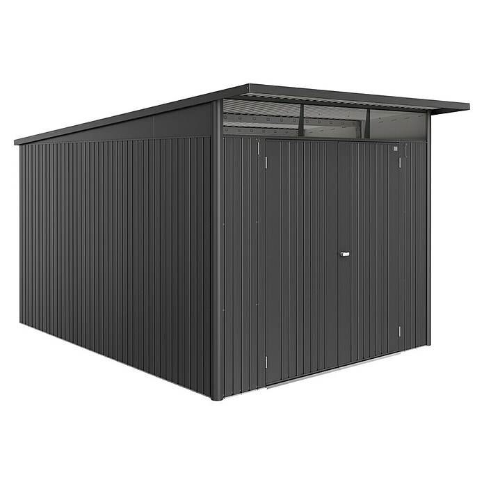 Biohort AvantGarde Gerätehaus Eco A8 (Außenmaß inkl. Dachüberstand (B x T): 260 x 380 cm, Dunkelgrau Metallic, Doppeltür, Stahl) | BAUHAUS