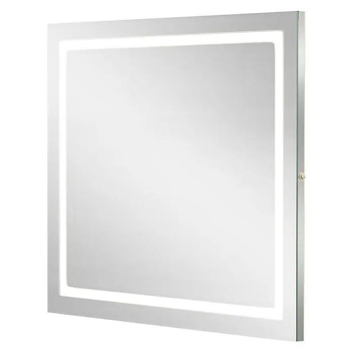 Camargue Espacio LED-Lichtspiegel Vista - 100 x 85 cm - Quadratischer LED-beleuchteter Spiegel mit einem hellen Rahmen, ideal für Badezimmer oder Ankleidezimmer.