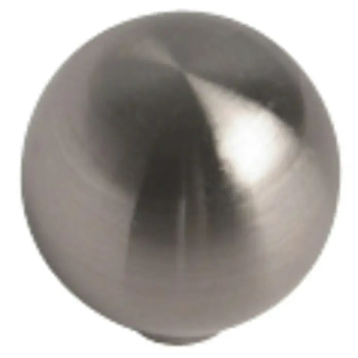 Nesu Pomo para muebles 17216 - Ø x Al: 20 x 21 mm, Acero - Primer plano de una bola de acero inoxidable cepillado, ideal para herrajes de muebles modernos y detalles decorativos.