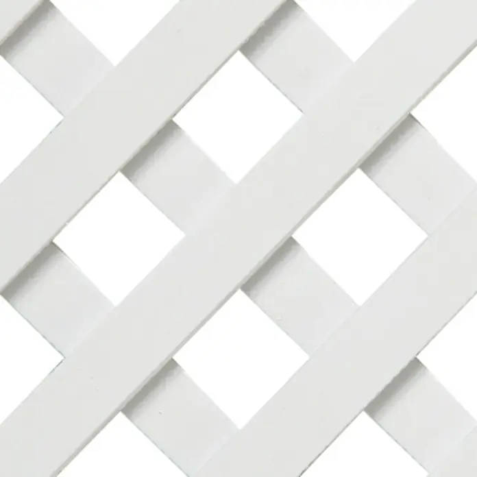 Celosía PVC 18 mm - An x Al: 1 x 2 m, Blanco - Primer plano de una cerca de celosía blanca.