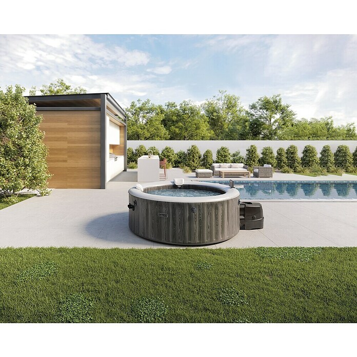 Intex Pure Spa Hidromasaje móvil Greenwood (Ø x Al: 196 x 71 cm, Gris/Blanco, 795 l) | BAUHAUS
