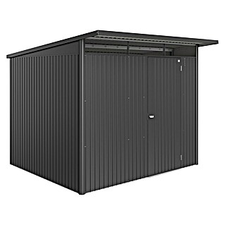 Biohort AvantGarde Gerätehaus Eco A6 (Außenmaß inkl. Dachüberstand (B x T): 260 x 260 cm, Dunkelgrau Metallic, Einzeltür, Stahl)