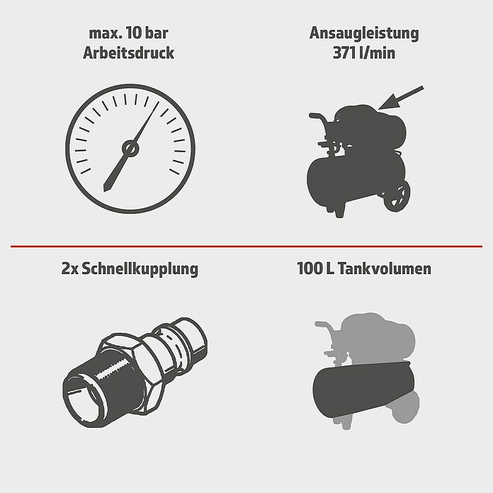 Herkules Kompressor ACS100-12 (Max. Druck: 10 bar, Kesselinhalt: 100 l) | BAUHAUS