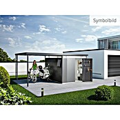 Biohort Gerätehaus HighLine (Dunkelgrau Metallic, 3,15 x 2,75 x 2,22 m, Doppelflügeltür)
