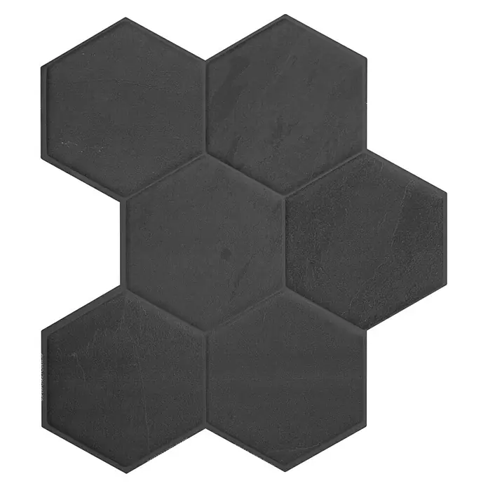 Smart Tiles Selbstklebemosaik Hexa - 24,78 x 23,75 cm, Walton, Matt - Sechseckige SUPERROSEZ-Fliesen in Anthrazit mit feiner Textur, ideal für stilvolle Wand- und Bodengestaltungen.