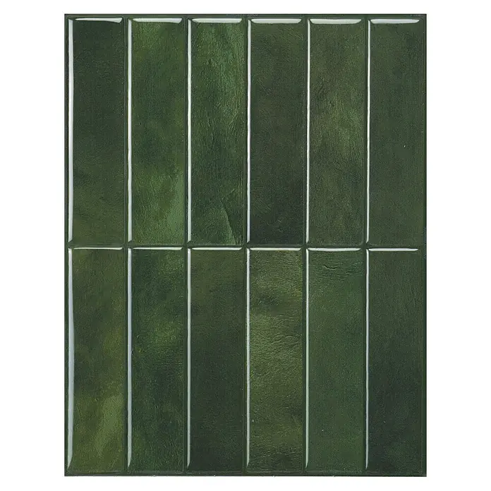 Smart Tiles Selbstklebemosaik Morocco - 29,02 x 22,86 cm, Sefrou, Glänzend - Hochformatige, smaragdgrüne Vintage-Fliesen mit glänzendem Finish. Ideal für stilvolle Wandgestaltungen und zur Aufwertung jedes Raumes.