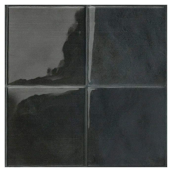 Smart Tiles Selbstklebemosaik Zellige - 22,86 x 22,86 cm, Taroudant, Glänzend - Quadratische, dunkle Wandfliesen mit glänzender Oberfläche. Das perfekte Dekoelement für ein modernes Badezimmer oder eine Küche.
