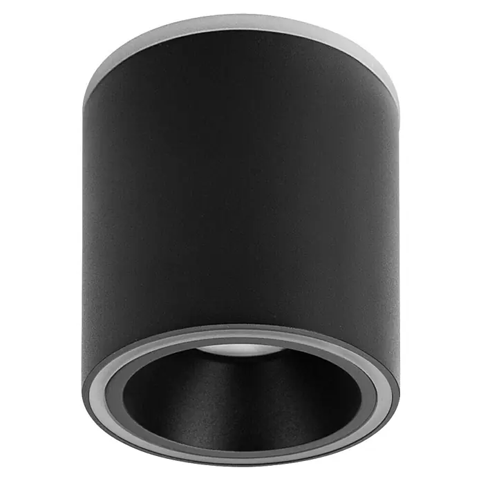 Brumberg LED-Deckenstrahler rund - Ø x H: 9 x 10,6 cm, Warmweiß, Schwarz - Stilvolle schwarze Deckenleuchte mit silberfarbenen Akzenten für eine moderne Beleuchtungslösung im Innenbereich.