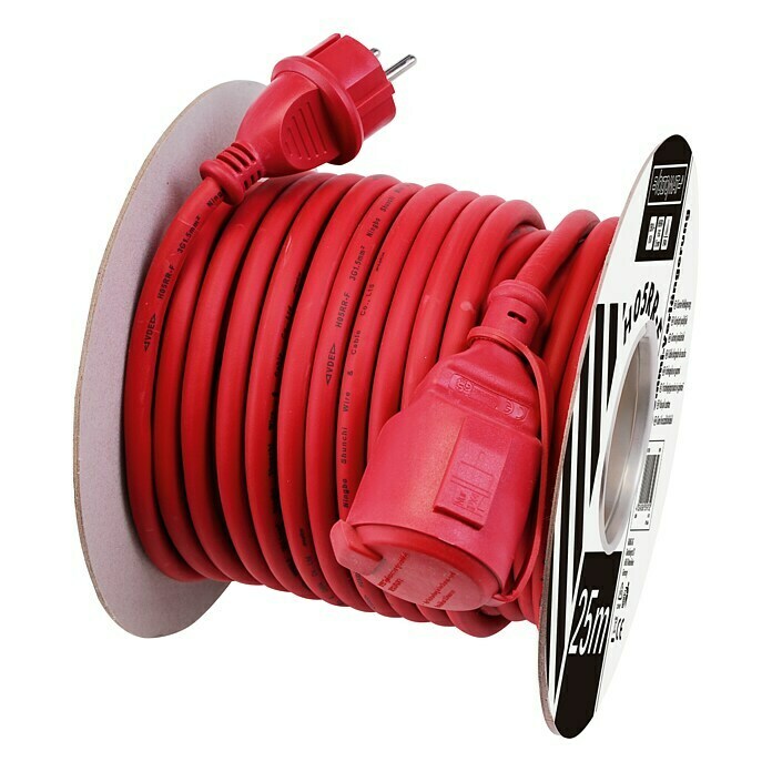 Voltomat Cable de extensión de goma (25 m, Rojo, IP44, H05RR-F3G1,5)
