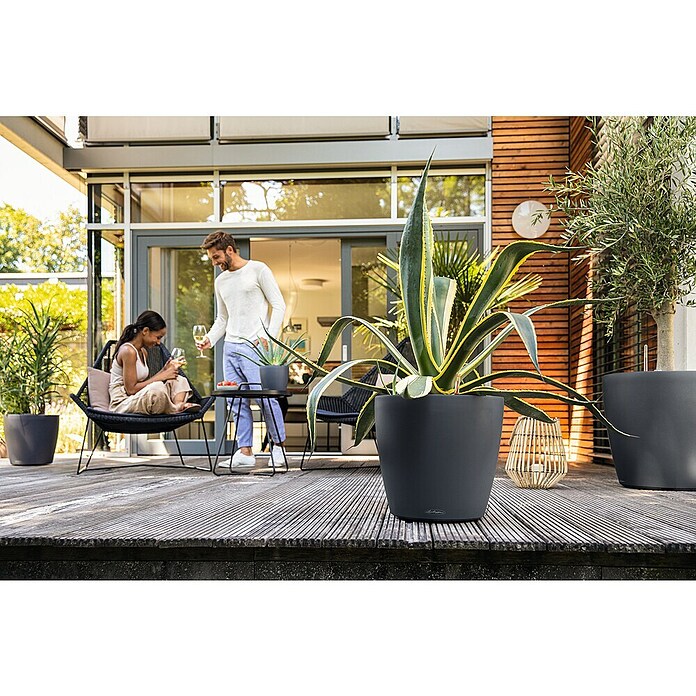 Lechuza Classico Pflanzkübel rund Color (Außenmaß (Ø x H): 60 x 55,5 cm, Kunststoff, Schiefergrau) | BAUHAUS
