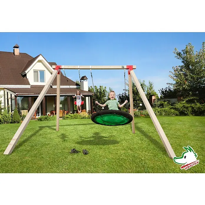 Weka Schaukel Drachenschaukel Tabaluga - B x L: 286 x 315 cm, Holz - Kinder haben Spaß auf einer Schaukel und einem Nestschaukelgestell im Garten. Das Schaukelset bietet stundenlangen Spielspaß im Freien.