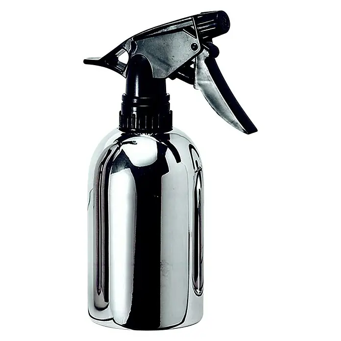 Handsprüher - 0,5 l, Edelstahl - Ein glänzender, silberner Sprühflasche, perfekt für Friseure, die ein stilvolles Werkzeug suchen. Ideal für Wasser oder andere Flüssigkeiten.