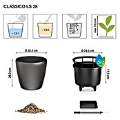 Lechuza Classico Pflanztopf Premium LS (Außenmaß (Ø x H): 28,5 x 26 cm, Kunststoff, Anthrazit Metallic) | BAUHAUS