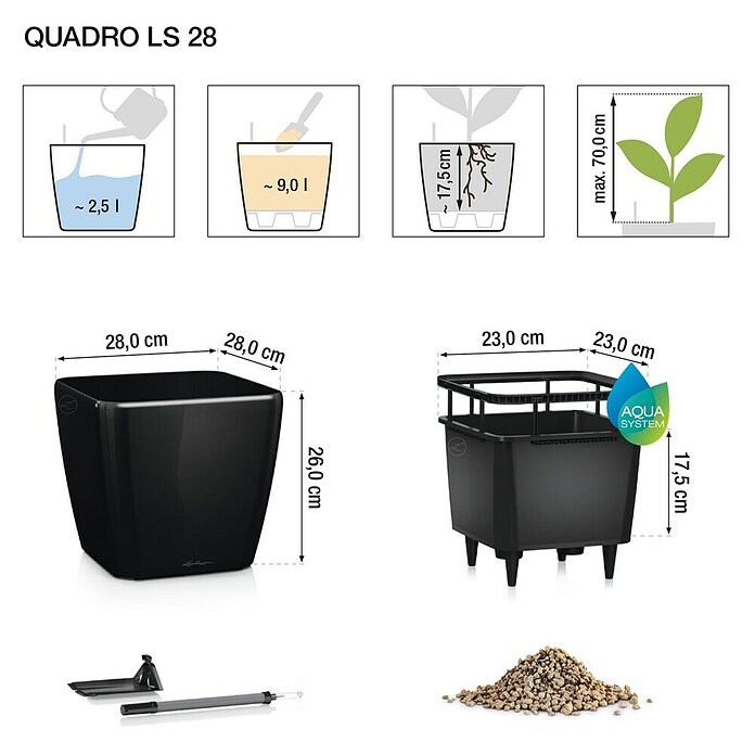 Lechuza Pflanzkasten Quadro Premium (Außenmaß (L x B x H): 28 x 28 x 26 cm, Kunststoff, Weiß) | BAUHAUS