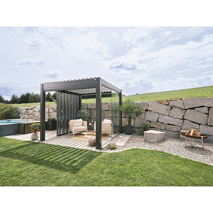 Biohort Lamellenpavillon Gr. 3 (B x T: 312 x 312 cm, Dunkelgrau Metallic, Material Gestell: Stahl) | BAUHAUS