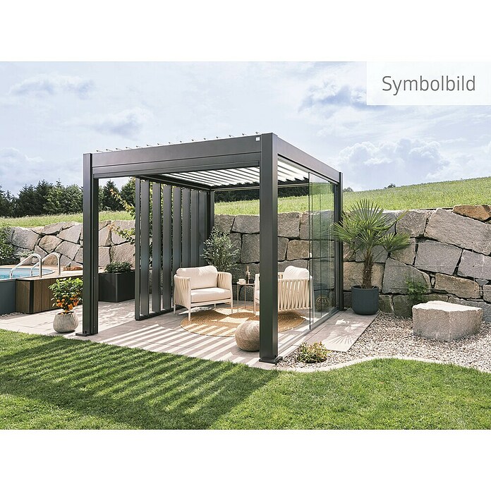 Biohort Lamellenpavillon Gr. 6 (B x T: 608 x 312 cm, Dunkelgrau Metallic, Material Gestell: Stahl) | BAUHAUS