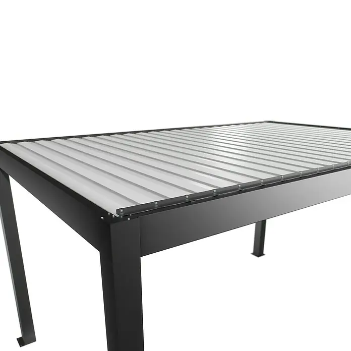 Biohort Lamellenpavillon - B x T: 367,5 x 367,5 cm, Dunkelgrau Metallic/Weiß, Material Gestell: Stahl - Ansicht eines modernen Pavillons mit geradlinigem Design, ideal für stilvolle Außenbereiche.