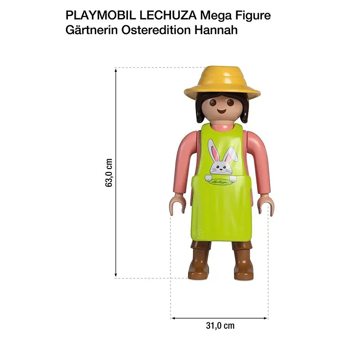 Lechuza Dekofigur Playmobil - Gärtnerin/Hase, L x B x H: 33 x 27 x 68 cm, Kunststoff - Produktbild: Playmobil Mega-Figur Gärtnerin Osteredition Hannah, 63,0 cm hoch und 31,0 cm breit.