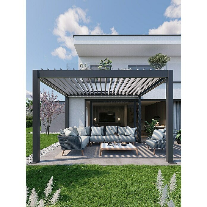 Biohort Pergola Pergola Gr. 3 (B x T: 312 x 312 cm, Dunkelgrau Metallic - Silber Metallic, Material Gestell: Stahl) | BAUHAUS