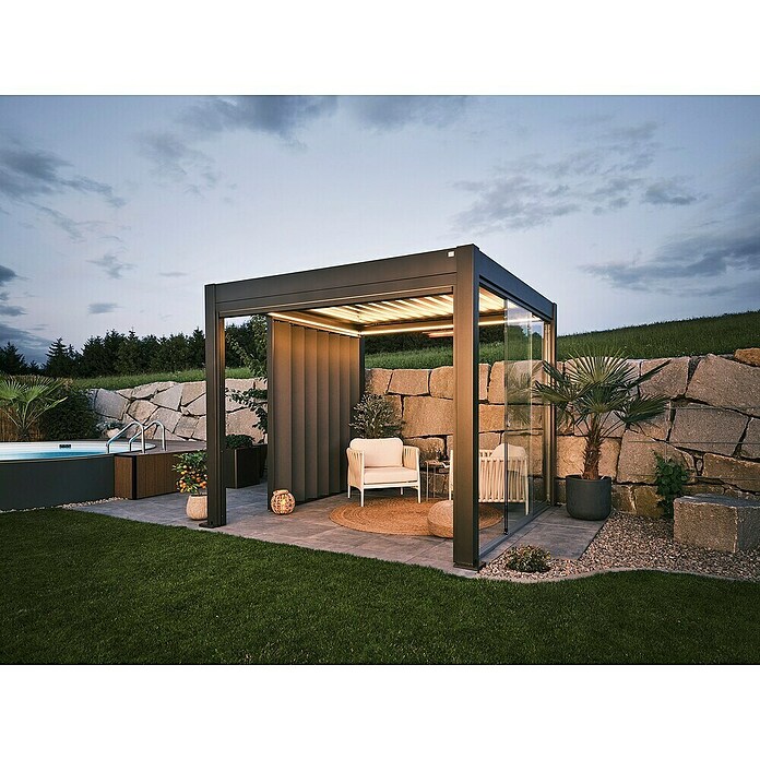 Biohort Lamellenpavillon Gr. 3 (B x T: 312 x 312 cm, Dunkelgrau Metallic, Material Gestell: Stahl) | BAUHAUS