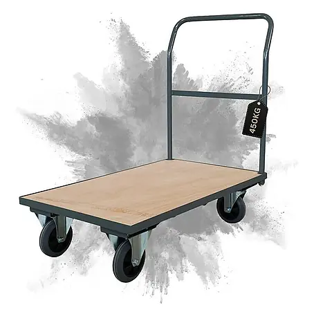 Profi Plattformwagen | HxBxT 102x60x98cm | Traglast 450kg | Vollgummibereifung, 2x Lenkrollen mit Feststellbremse & 2x Bockrollen | Grau | Transportwagen Transporthilfe Handwagen