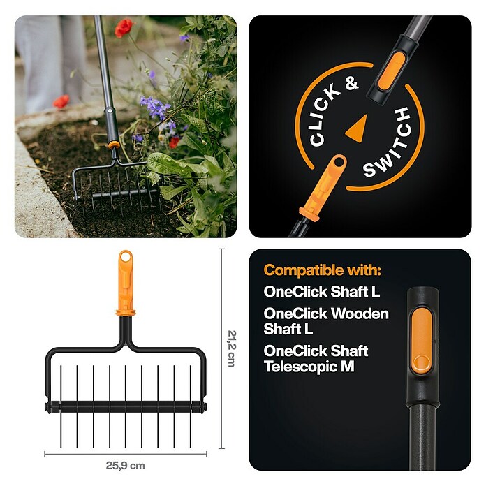 Fiskars OneClick Sternfräse (Arbeitsbreite: 21,2 cm, Stahl) | BAUHAUS