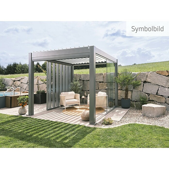 Biohort Lamellenpavillon Gr. 3 (B x T: 312 x 367,5 cm, Quarzgrau Metallic/Weiß, Material Gestell: Stahl) | BAUHAUS