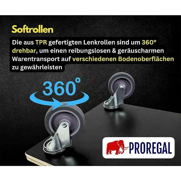 Proregal Transportroller Mega Deal 2x mit 4 Rollen - L x B x H: 60 x 30 x 11,5 cm, Traglast: 200 kg, Holz