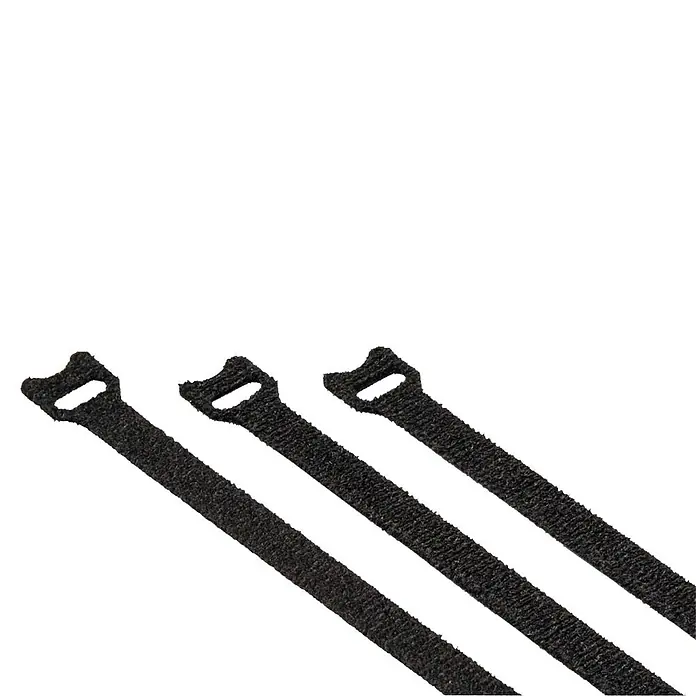 Hama Klettbinder - L x B: 20 x 1,2 cm, Schwarz - Drei schwarze, wiederverwendbare Kabelbinder aus Stoff mit Klettverschluss, ideal zum Ordnen von Kabeln und zur einfachen Wiederverwendung.