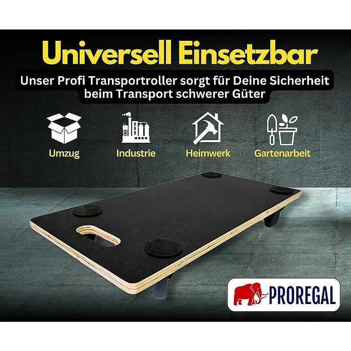 Proregal Transportroller Mega Deal 2x mit 4 Rollen - L x B x H: 60 x 30 x 11,5 cm, Traglast: 200 kg, Holz