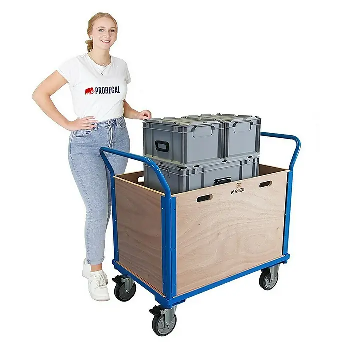 Proregal Transportroller / Plattformwagen mit abnehmbaren Holzwänden - Traglast: 400 kg