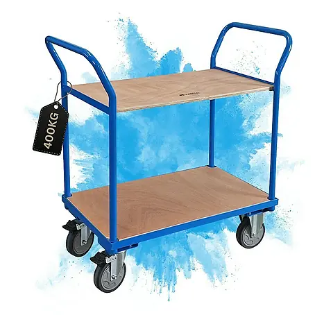 Proregal  Transportroller / Tischwagen mit 2 Etagen & 2 Schiebebügeln