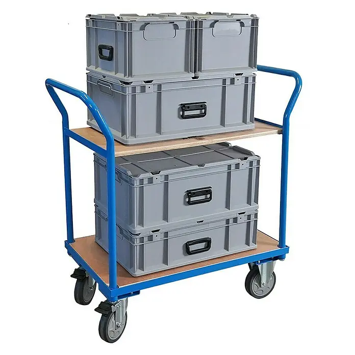 Proregal Transportroller / Tischwagen mit 2 Etagen & 2 Schiebebügeln - Traglast: 400 kg
