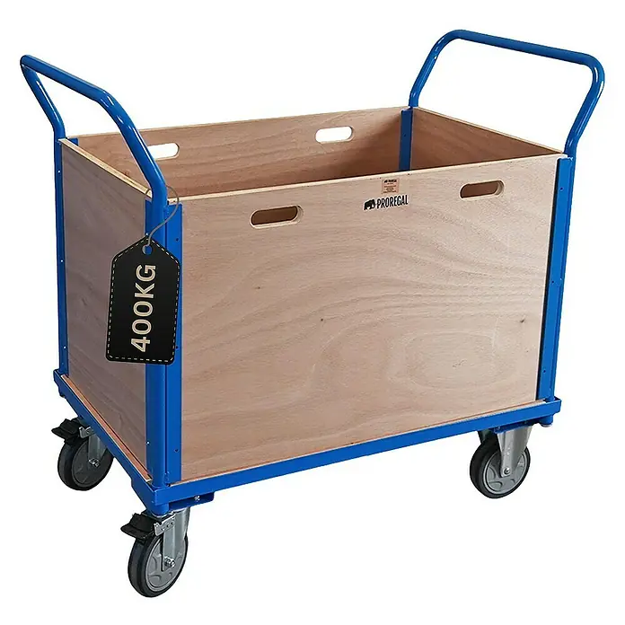 Proregal Transportroller / Plattformwagen mit abnehmbaren Holzwänden - Traglast: 400 kg