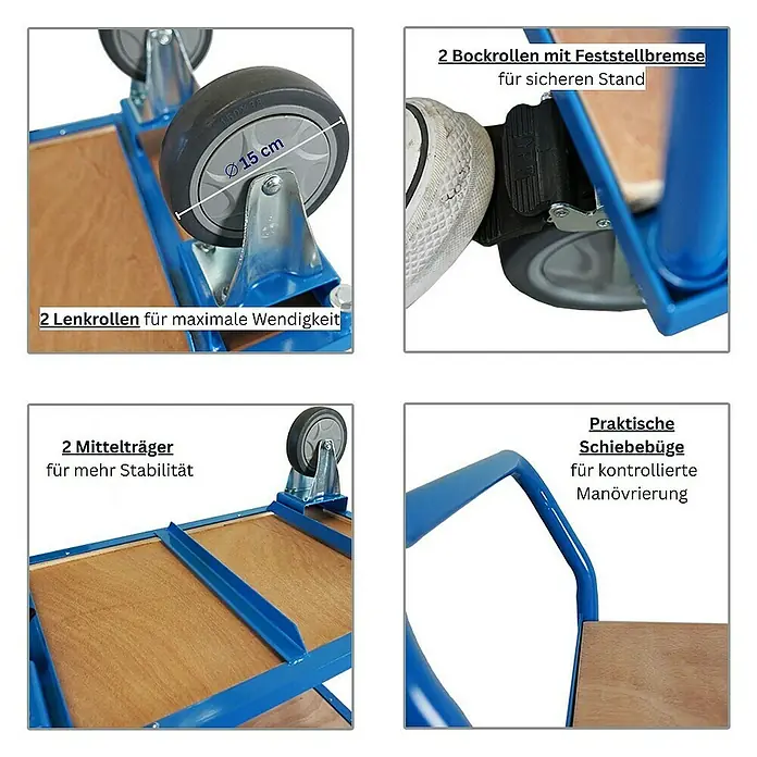 Proregal Transportroller / Tischwagen mit 2 Etagen & 2 Schiebebügeln - Traglast: 400 kg