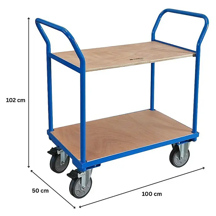 Proregal Transportroller / Tischwagen mit 2 Etagen & 2 Schiebebügeln - Traglast: 400 kg