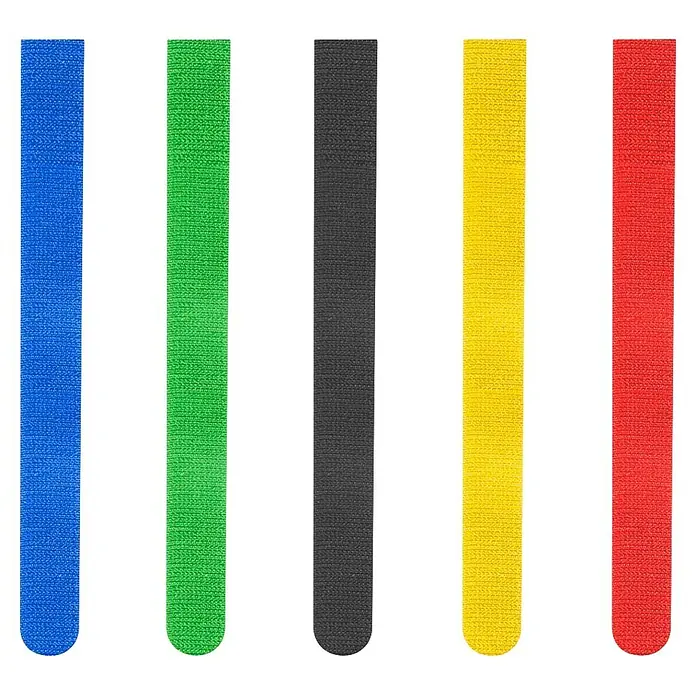 Hama Klettbinder wiederverwendbar - L x B: 21,5 x 1,6 cm, Bunt, 5 Stk. - Mehrfarbige Kabelbinder aus Klettverschluss, ideal für die Organisation von Kabeln. Halten Sie Ihre Kabel mit diesen praktischen Bändern ordentlich und griffbereit.