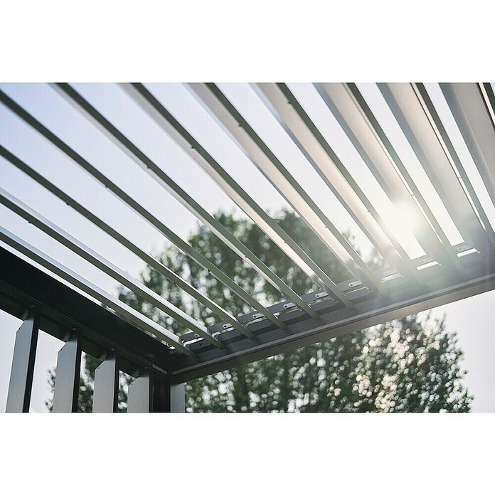Biohort Pergola Lamellenpavillon Gr. 5 (B x T: 515,5 x 367,5 cm, Quarzgrau Metallic - Silber Metallic, Material Gestell: Stahl) | BAUHAUS