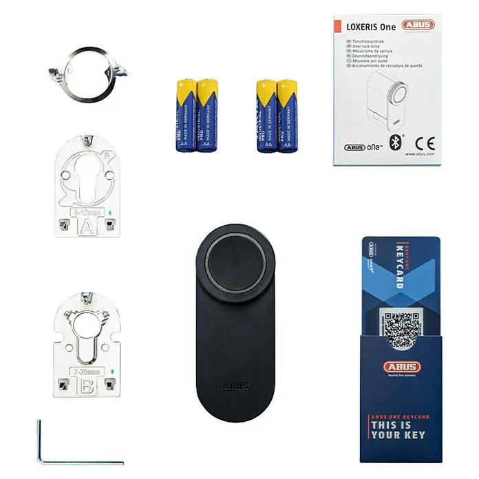 Abus Elektronisches Türschloss LOXERIS CFA4100 BK - Bedienung: Über App, Geeignet für: Türen, Schwarz - ABUS LOXERIS One: Intelligenter Türschlossantrieb mit Zubehör wie Batterien, Schlüsselkarte und Montagezubehör für einfache Installation.