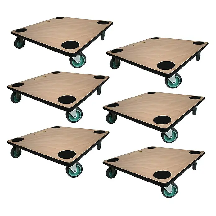 Proregal Transportroller Mega Deal 6x mit 4 Rollen - L x B x H: 50 x 50 x 11,5 cm, Traglast: 150 kg, Holz