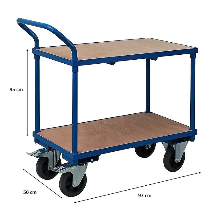 Proregal Transportroller / Tischwagen mit 2 Etagen - L x B x H: 50 x 97 x 95 cm, Traglast: 400 kg