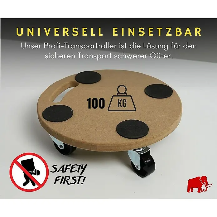 Proregal Transportroller Mega Deal 2x mit 4 Rollen - L x B x H: 30 x 30 x 11 cm, Traglast: 100 kg, Holz
