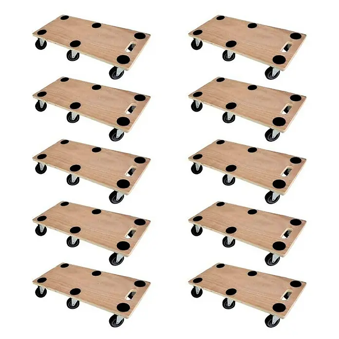 Proregal Transportroller Mega Deal 10x mit 6 Rollen - L x B x H: 68 x 30 x 11 cm, Traglast: 300 kg, Holz