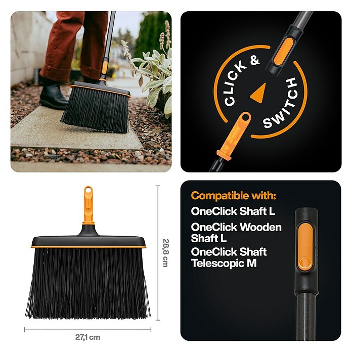 Fiskars OneClick Gartenbesen (Material Borsten: Kunststoff) | BAUHAUS