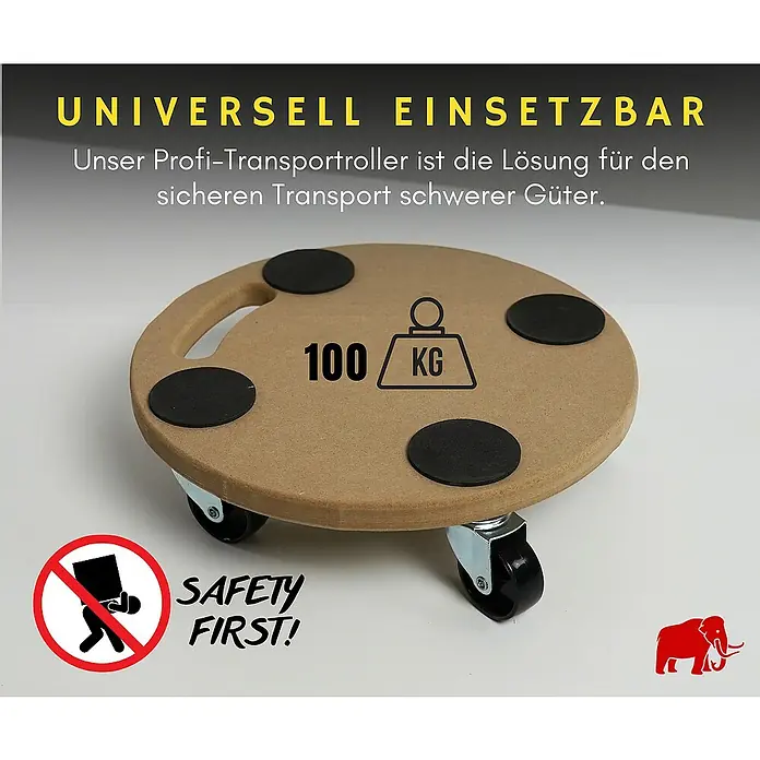 Proregal Transportroller Mega Deal 8x mit 4 Rollen - L x B x H: 30 x 30 x 11 cm, Traglast: 100 kg, Holz