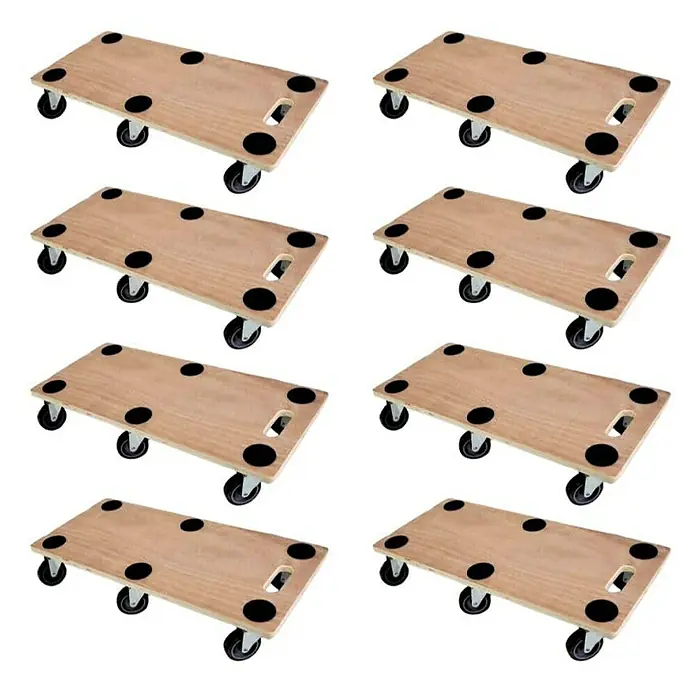 Proregal Transportroller Mega Deal 8x mit 6 Rollen - L x B x H: 68 x 30 x 11 cm, Traglast: 300 kg, Holz