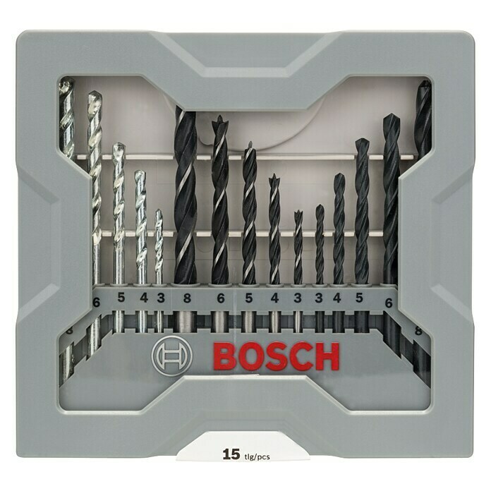 Bosch Set de brocas (15 piezas, Madera/metal/piedra)