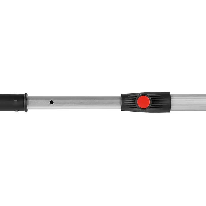 Sprenger Bootshaken - Verstellbar: 120 cm - 220 cm, Aluminium, Eloxiert - Detailaufnahme einer Teleskopstange mit rotem Knopf und schwarzem Griff, ideal für Reinigungsgeräte.